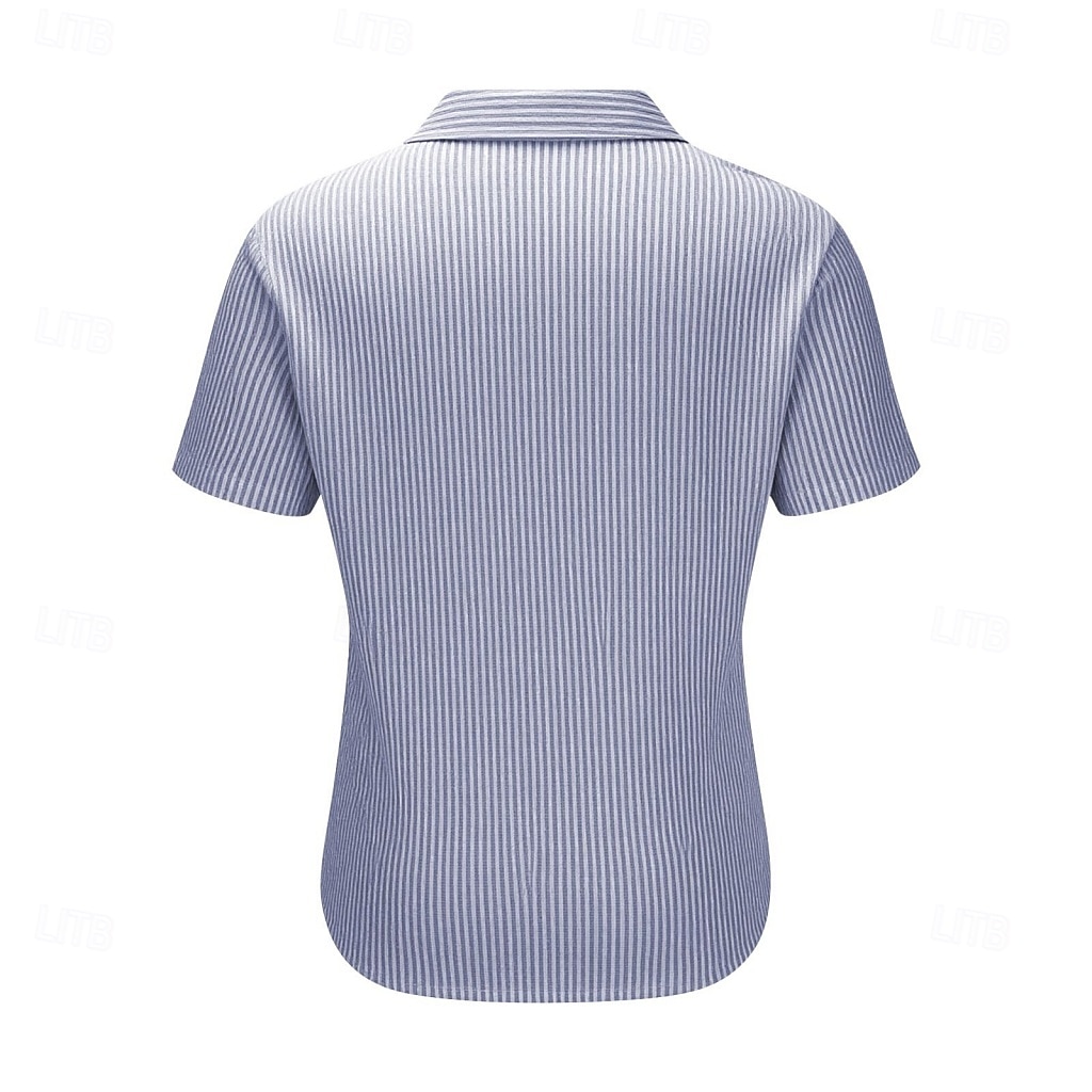 Men's Shirt Ribbed Knitted Casual Shirt Button Up Shirt Pink Navy Blue Green Light Blue Short Sleeve Vertical Stripes Shirt Collar Casual Daily Front Pocket Clothing Apparel Elegant Fashion Casual 2026 - $20.99 –P6