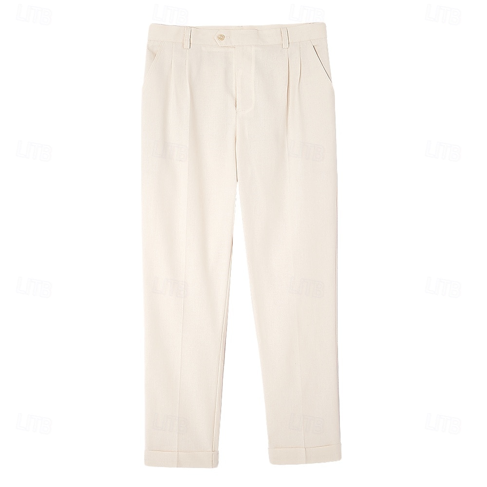 Pantaloni eleganti da uomo in lino, plissettati, vestibilità comoda – pantaloni estivi leggeri e casual, gamba larga e dritta, disponibili in marrone, blu navy e beige. del 2026 a $39.99 –P6
