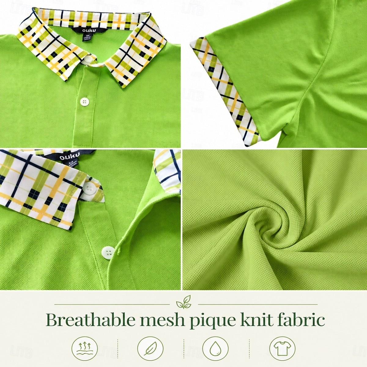 Polo da golf da uomo - polo a maniche corte in piqué color block - giallo blu navy verde del 2026 a $33.99 –P1