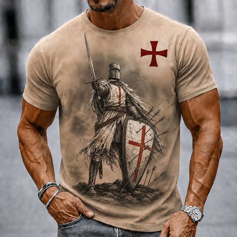Per uomo Cavalieri Templari Croce Maglietta Manica Corta maglietta Stampa 3D Girocollo Camicia Religioso Quotidiano Streetwear Ferie Nero 1 Nero Marrone Tutte le stagioni Abbigliamento S M L XL XXL del 2026 a $18.99 –P4