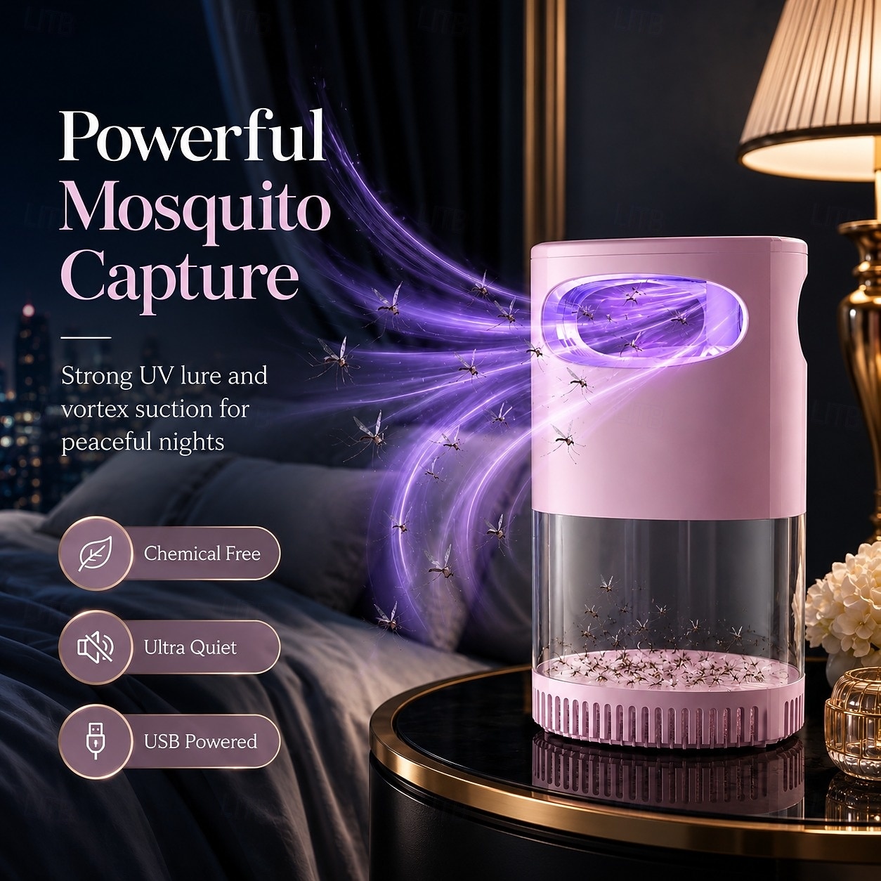 Piège à mouches des fruits, attrape-insectes volants, ventilateur intégré, pour moustiques, moucherons et autres insectes volants, tue-moustiques, lumière bleue efficace de 2026 ? $17.99 –P12