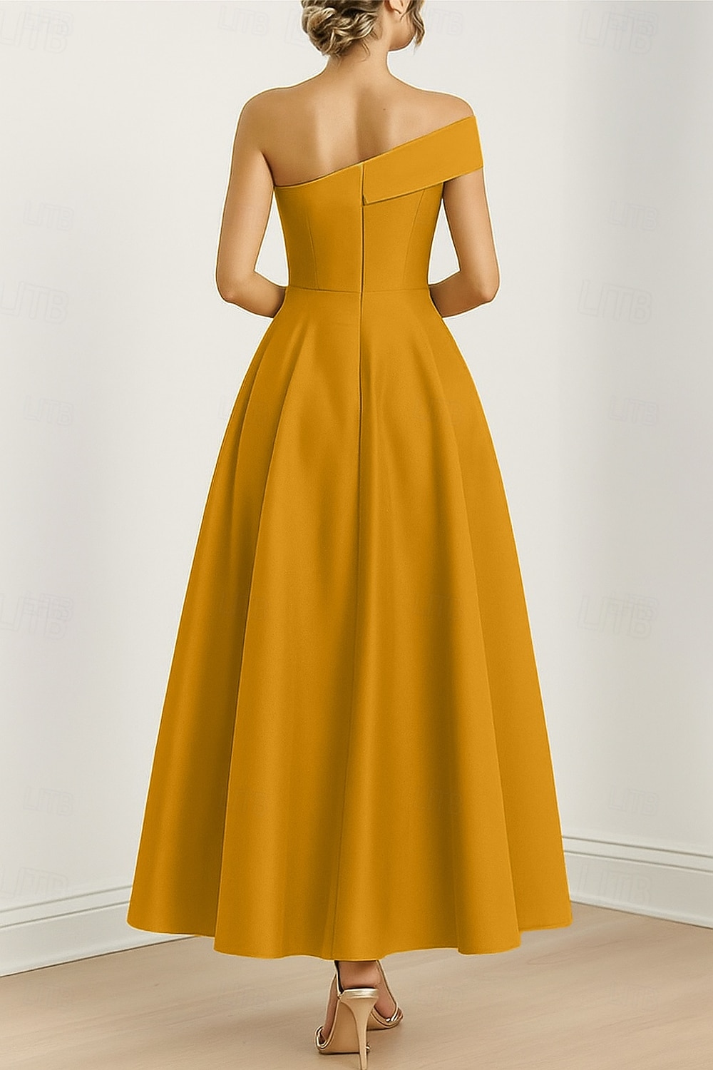 A-Line Ankle Length Cocktail Dresses Party Dresses Elegant Silky Short Sleeve One Shoulder Wedding Formal Pink Dress Satin with Bow(s) 2026 - $149.99 –P5