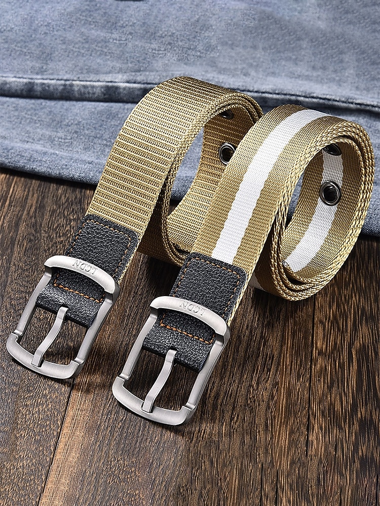 Stevige, verstelbare herenriem van polyester met gesp, duurzame riem in meerdere kleuren, ideaal voor strandvakantie of dagelijks gebruik. &outdoor sportkleding 2026 - $14.99 –P3