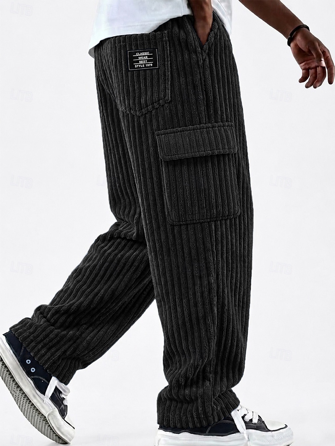 Per uomo Pantaloni Cargo Pantaloni Pantaloni in velluto a coste Pantaloni casual Pantaloni Larghi Coulisse Multi-tasche Gamba Dritta Tinta unica Comodità Lunghezza intera Casuale Quotidiano All'aperto del 2026 a $32.99 –P2