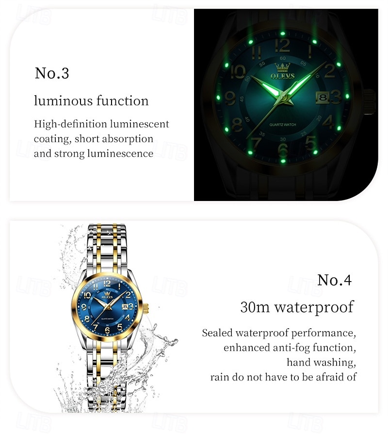 OLEVS Women's Watch Silver Stainless Steel Bracelet Black Dial Arabic Numerals Analog Quartz Watch with Date Display Waterproof Fashion Ladies Dress Watch for Women 2026 - $38.99 –P7