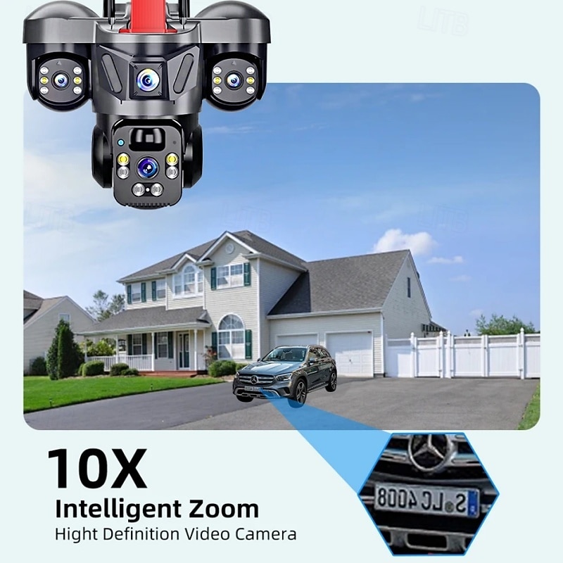 2026年 ソーラー電源式屋外セキュリティカメラ、4KトリプルレンズワイヤレスWiFi PTZカメラ、3画面ディスプレイ、人体検知、フルカラーナイトビジョン、双方向音声、IP66防水、内蔵バッテリー  コレクション – $135.99 –P4