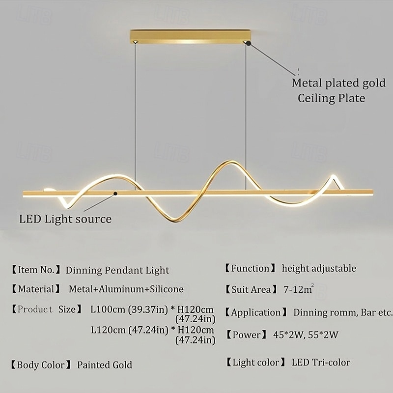 2026年 LED ペンダントライト 100 センチメートルアイランドライト調光可能なラインデザインアルミニウムスタイリッシュなミニマリスト塗装仕上げダイニングルームキッチンライト 110-240v リモコンでのみ調光可能  コレクション – $279.99 –P1