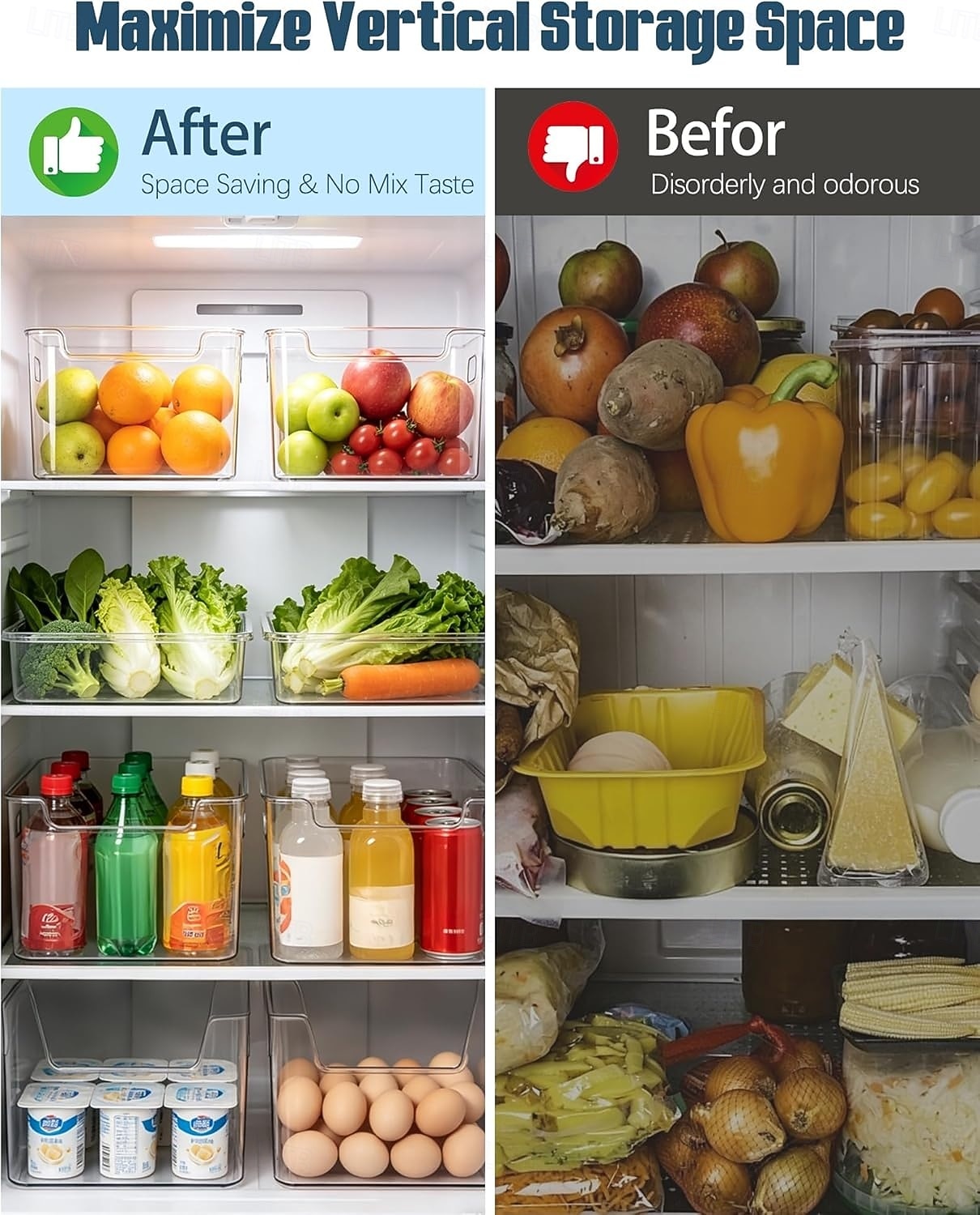 4PCS Crystal Clear Freezer Storage Bins with Handles, Stackable Deep Freezer Organizer Containers for Upright and Chest Freezer, Refrigerator Drawer Organizer Baskets for Meat, Vegetables, Frozen Food 2026 - $15.49 –P9