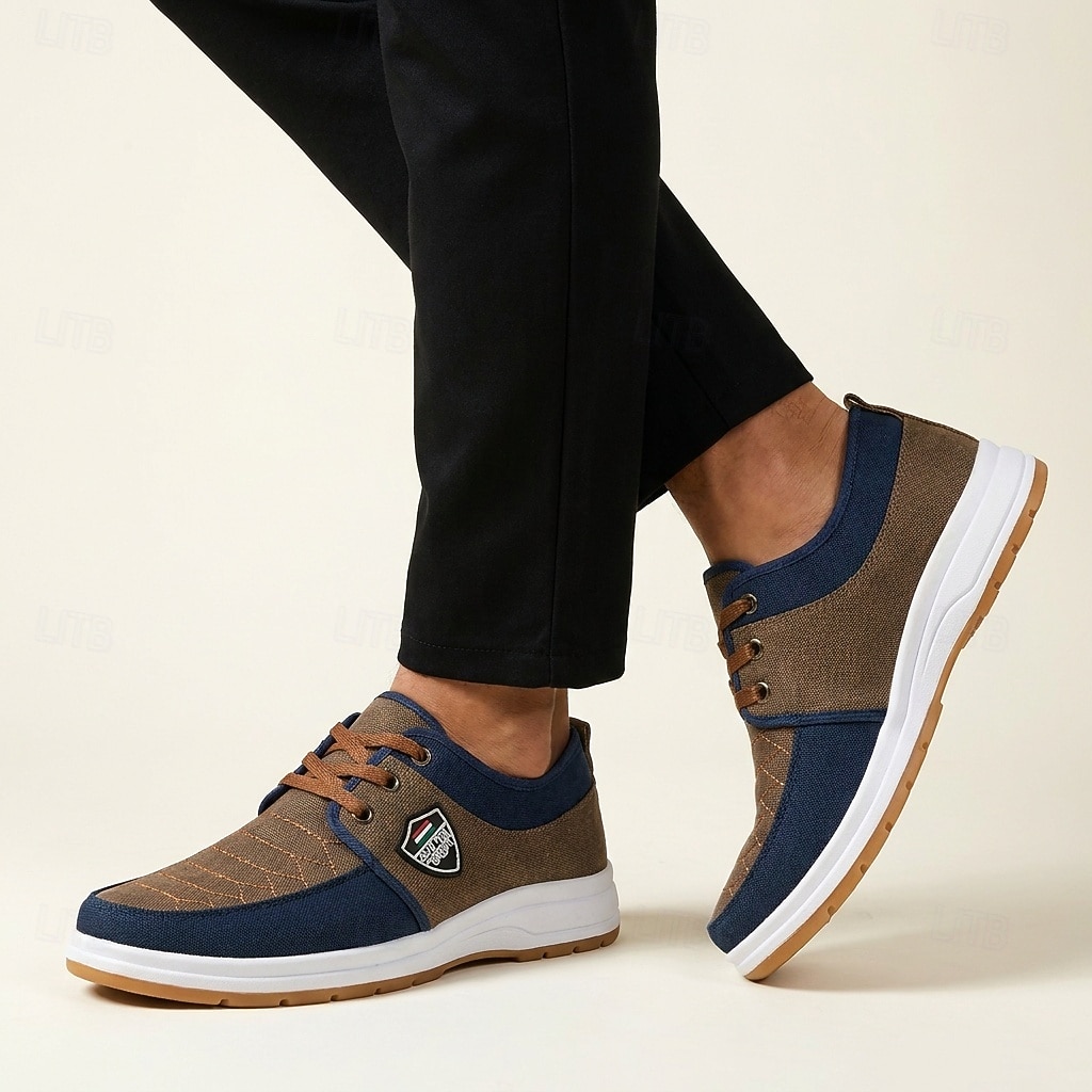 Zapatillas deportivas de hombre con cordones y bloques de color, calzado ligero e informal para caminar, ideal para viajes, uso diario y conjuntos de fin de semana. 2026 - $26.99 –P1