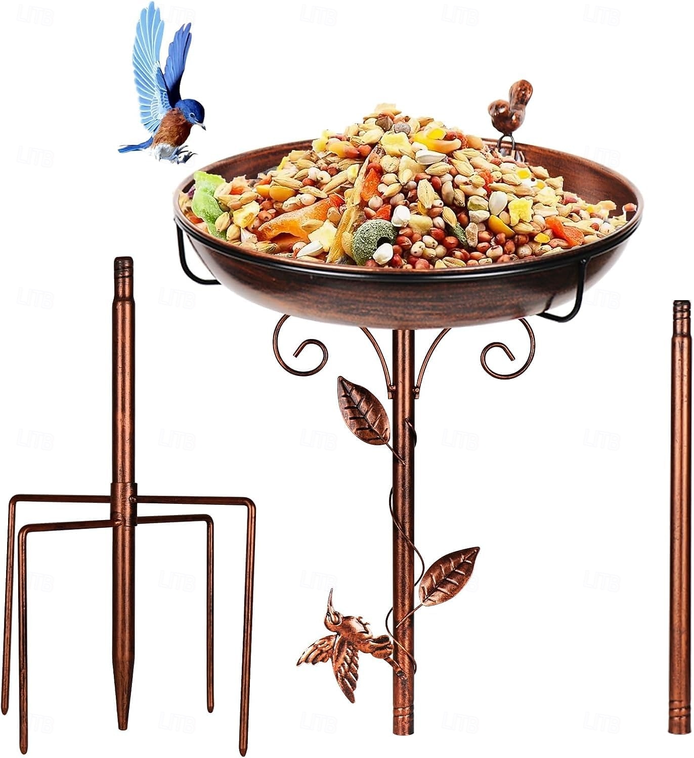 Metal Bird Bath for Outside with 2 Bird Decor, Hummingbird on Pole & Sparrow on Bowl, 98cm 38.5 Inch Height Garden Birdbath, 30cm 12 Inch Antique Bronze Freestanding Birdfeeder Bath for Yard Patio 2026 - $33.99 –P7