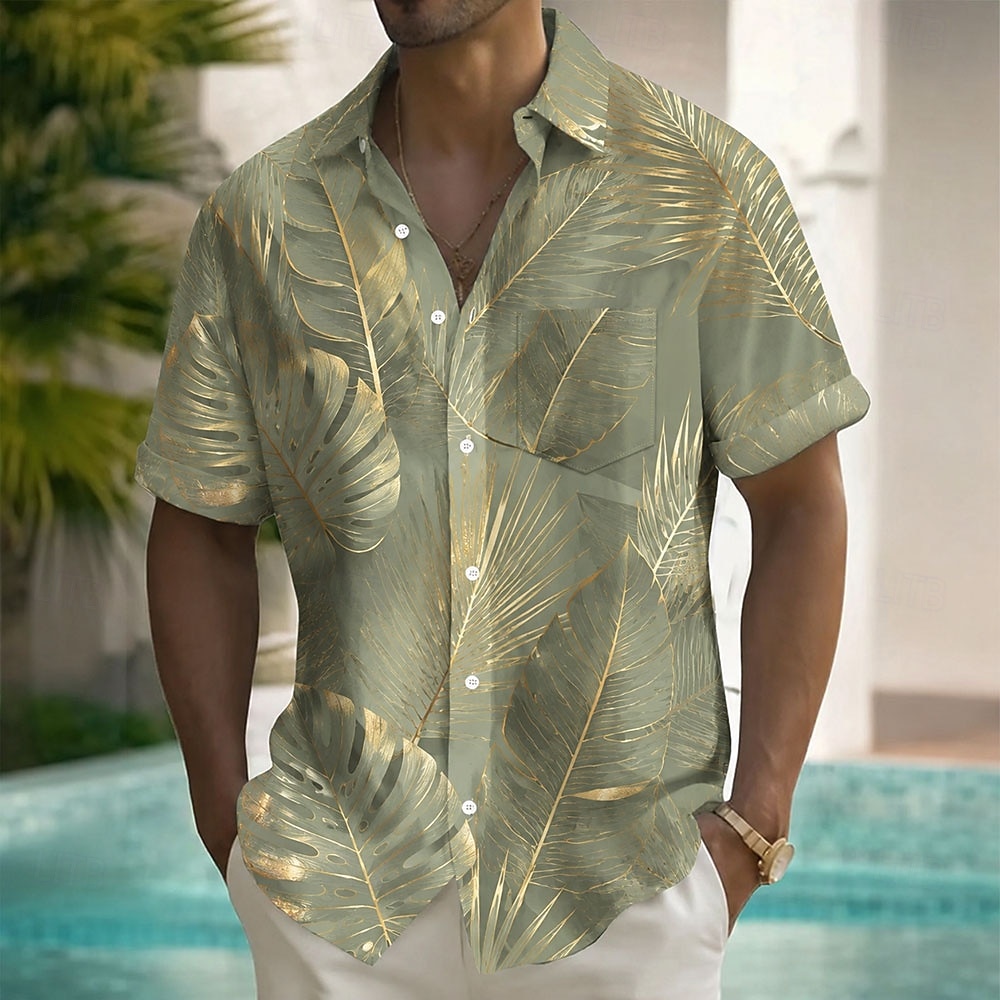 Men's Palm Leaf Coconut Palm Tropical Plants Hawaiian Shirt Tropical Shirts Aloha Shirt Short Sleeve Resort Beach Vacation Wear Summer Spring Turndown 3D Print Front One Pocket Button Up Shirts 2026 - $25.99 –P3