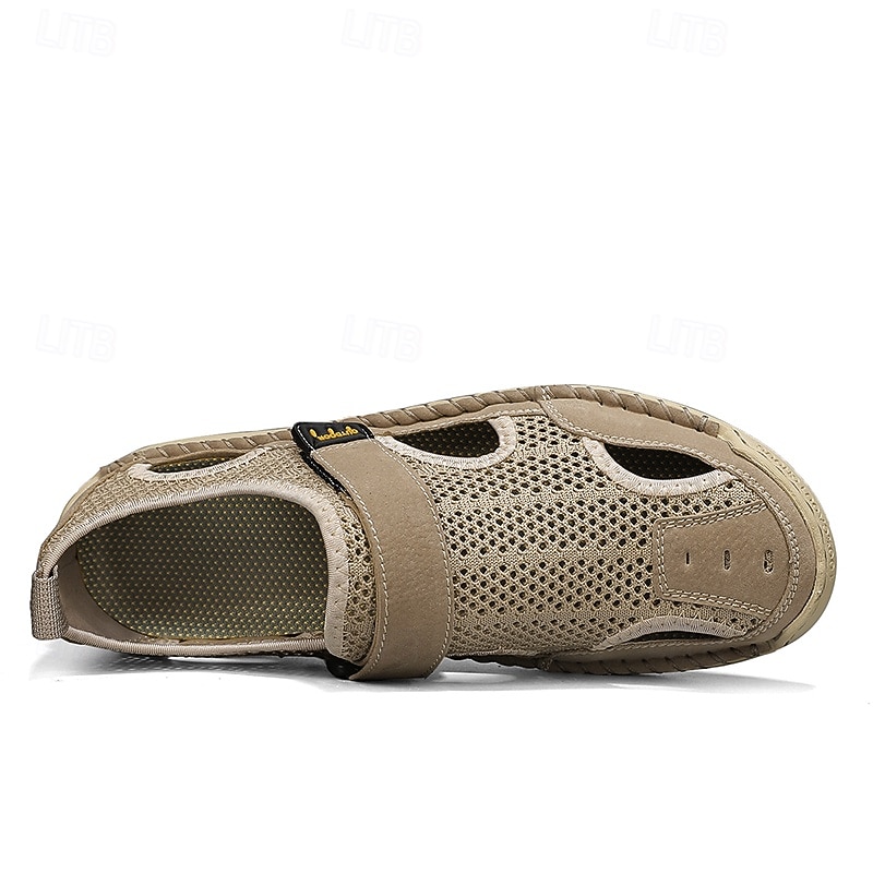Sandali da pescatore beige da uomo: scarpe estive casual traspiranti a punta chiusa, ideali per passeggiate all'aperto, viaggi, gite in spiaggia, tempo libero nel fine settimana e comfort quotidiano. del 2026 a $42.99 –P5