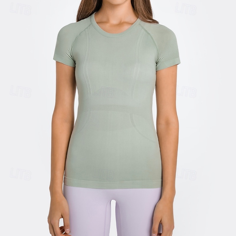 Per donna parte superiore del pilates Camicia da allenamento Maglietta da yoga Girocollo Delicato sulla Pelle Leggero Confortevole Sportivo Manica Corta Gli sport Tinta unica Top Per Allenamento in del 2026 a $24.99 –P2