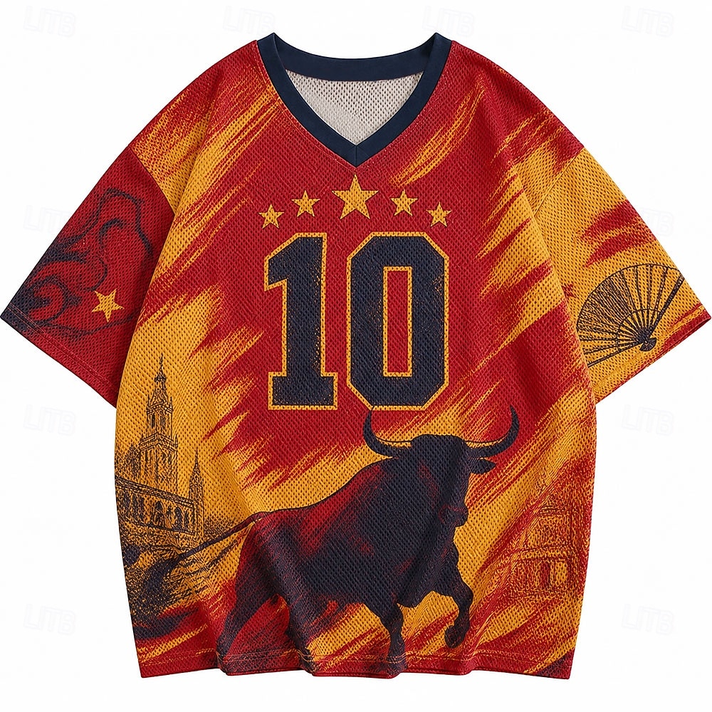 Cupa de fotbal 2026 Bărbați Grafic numeric Spania Tricou Tricouri din jerseu Manșon scurt Tricou Tipărire 3D În V Cămașă Sport Stil de strada Sport exterior Ziua meciului Fotbal Roșu 4 Roșu 3 Roșu 5 2026 - $23.99 –P4