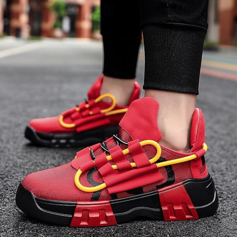 Men's Red Athletic Sneakers, Lace-Up Sport Running Shoes, Bold Colorblock Training Shoes for Gym, Streetwear, Outdoor 2026 - $42.99 –P2