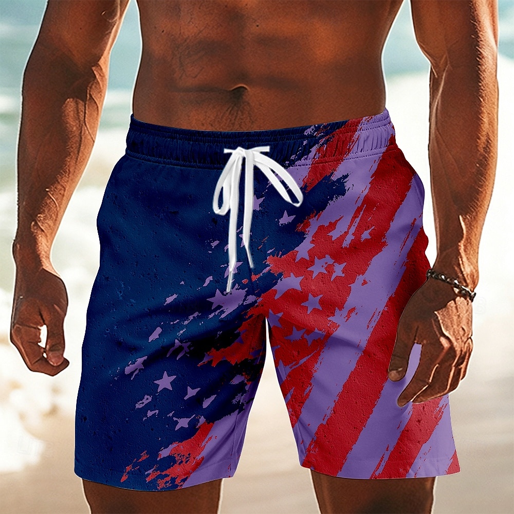 4 de julho de 2026 250º Homens Bandeira americana Calção Justo de Natação Fatos de banho Calções de banho Bermuda de Surf Cintura Média Patriótico Diário Feriado Bolsos laterais Forro de malha de 2026 por $20.99 –P4