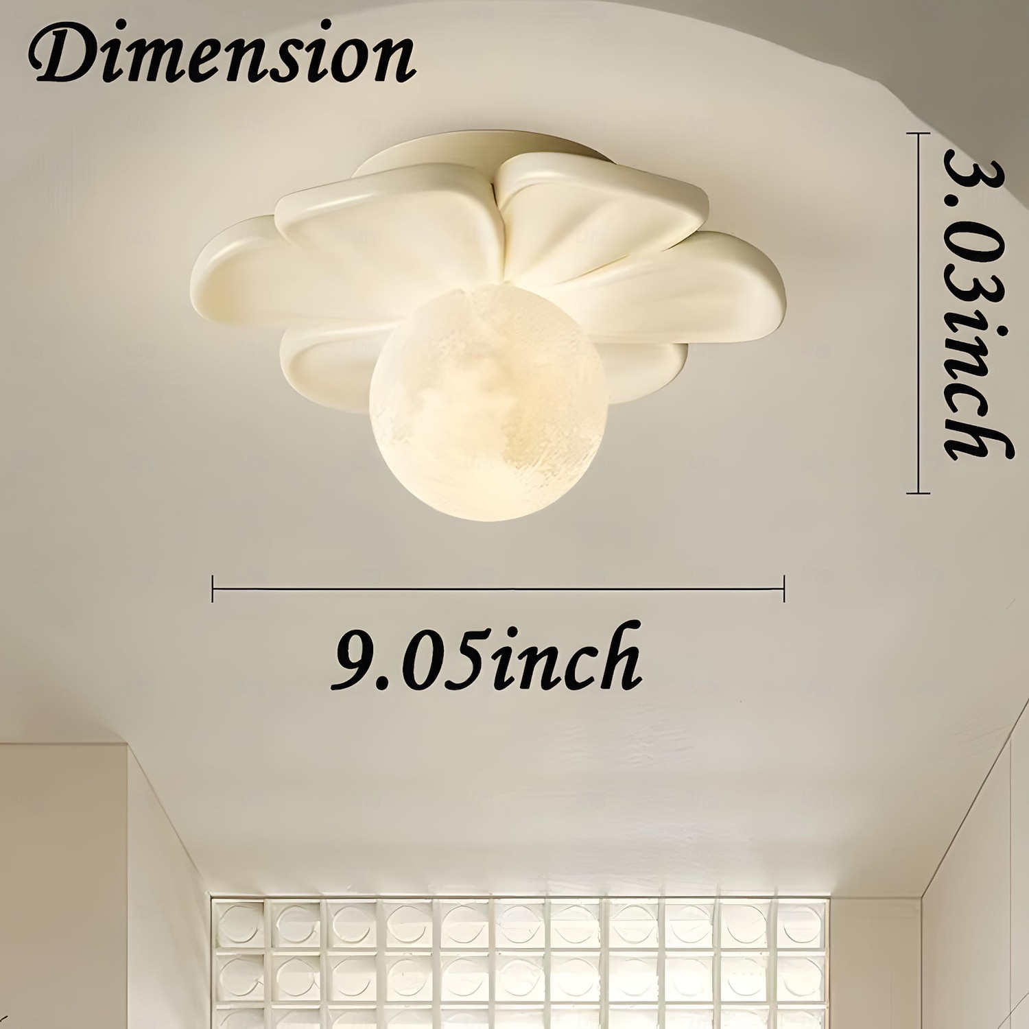 Lampă de tavan semi-încastrată, corp de iluminat modern pentru hol, cu floare verde din rășină, bec inclus, lumini 3D cu lună pentru insulă de bucătărie, dormitor, living, verandă, coridor 2026 - $90.99 –P11
