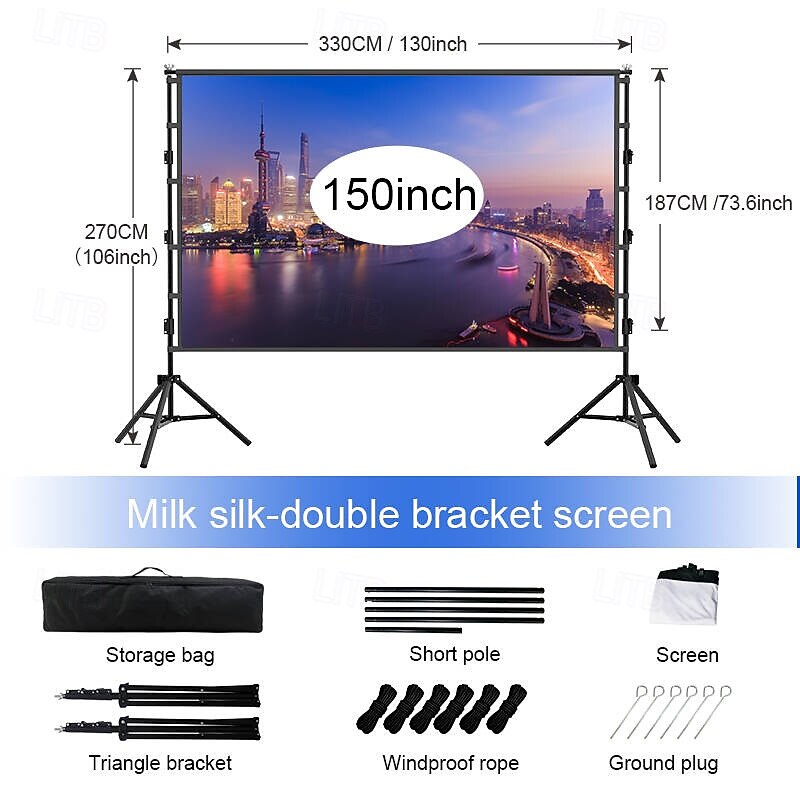Projector Screen with Tripod Stand 100 120 Inch, 16:9 HD 4K Portable Outdoor Indoor Movie Screen with Carrying Bag, Height Adjustable Wrinkle-Free Projection Screen for Backyard Theater Camping 2026 - $125.99 –P1