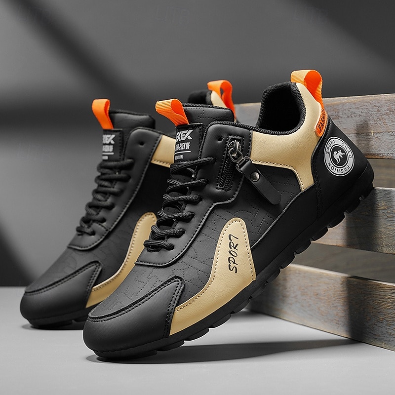 Zapatillas bajas de hombre con bloques de color, calzado informal con cordones para caminar, estilo deportivo retro para viajes, actividades al aire libre y uso diario. 2026 - $32.99 –P13