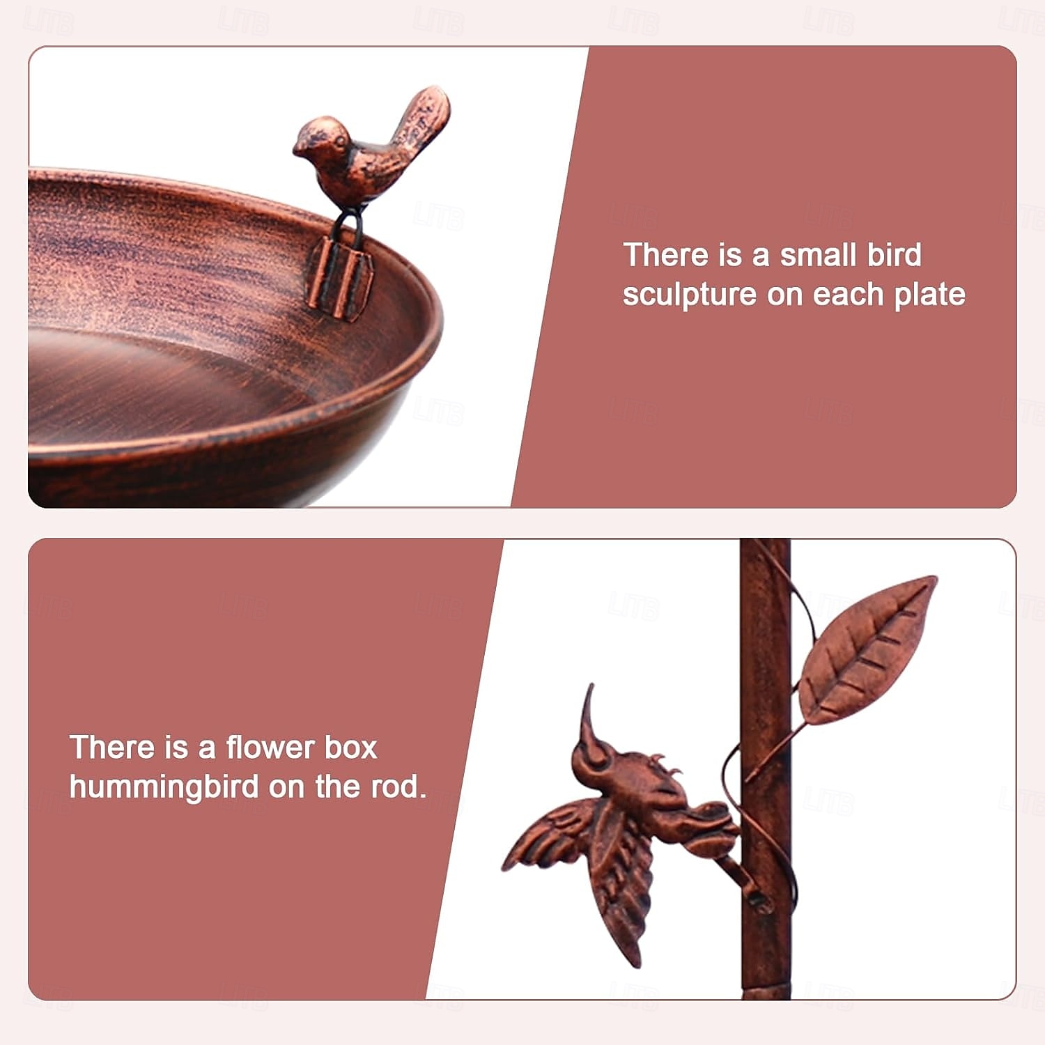 Metal Bird Bath for Outside with 2 Bird Decor, Hummingbird on Pole & Sparrow on Bowl, 98cm 38.5 Inch Height Garden Birdbath, 30cm 12 Inch Antique Bronze Freestanding Birdfeeder Bath for Yard Patio 2026 - $33.99 –P6