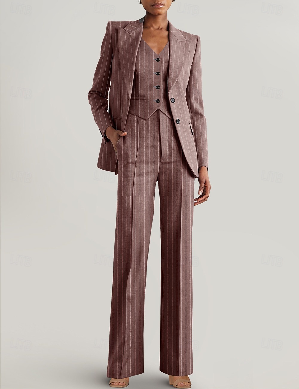 Women's 3 Pieces Suits Formal Wedding Guest Formal Evening Elegant Simple Long Sleeve Ankle Length Peak Lapel Single Breasted 2026 - $206.99 –P12