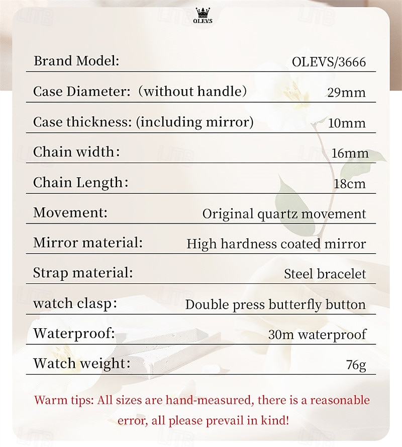 OLEVS Women's Watch Silver Stainless Steel Bracelet Black Dial Arabic Numerals Analog Quartz Watch with Date Display Waterproof Fashion Ladies Dress Watch for Women 2026 - $38.99 –P13