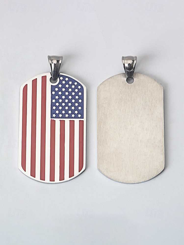 Herrekjede med USA-flagg i rustfritt stål - patriotisk militæranheng i flere farger til amerikansk 250-årsjubileum, uavhengighetsdagen og utendørssport &veteran gift 2026 - $11.99 –P8