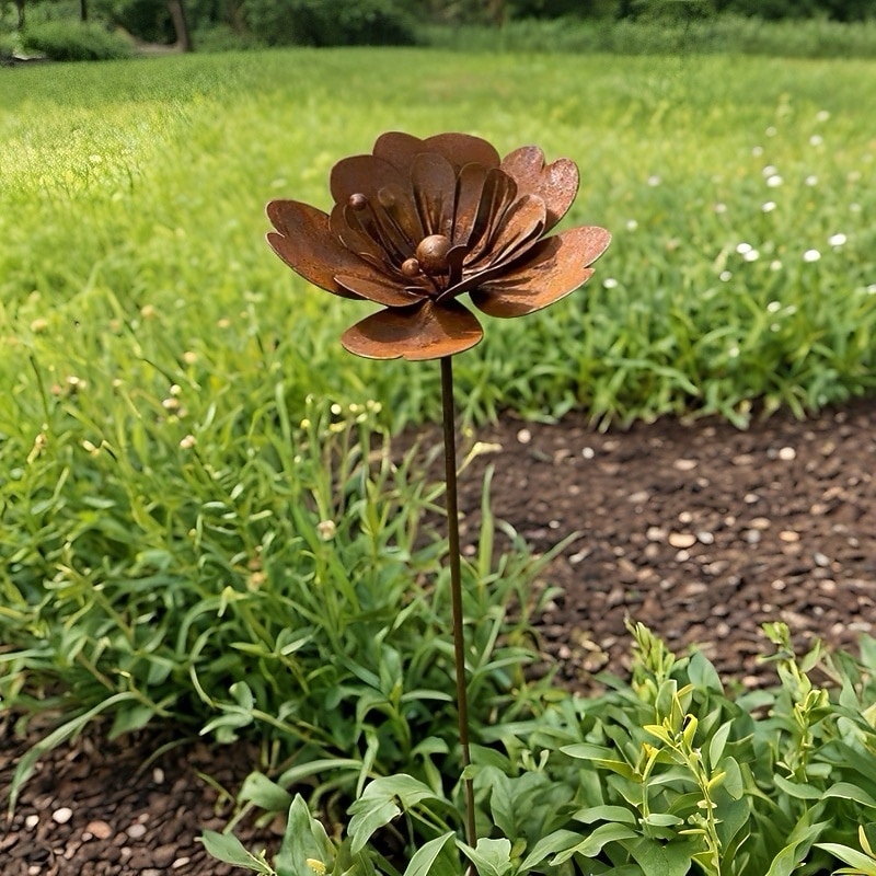 Metalen bronzen lotusbloemsculptuur, elegant rustiek ijzeren waterornament voor vijver, achtertuin, terras, gazon en binnenlobby, artistiek lotusbeeld voor tuindecoratie 2026 - $22.99 –P5
