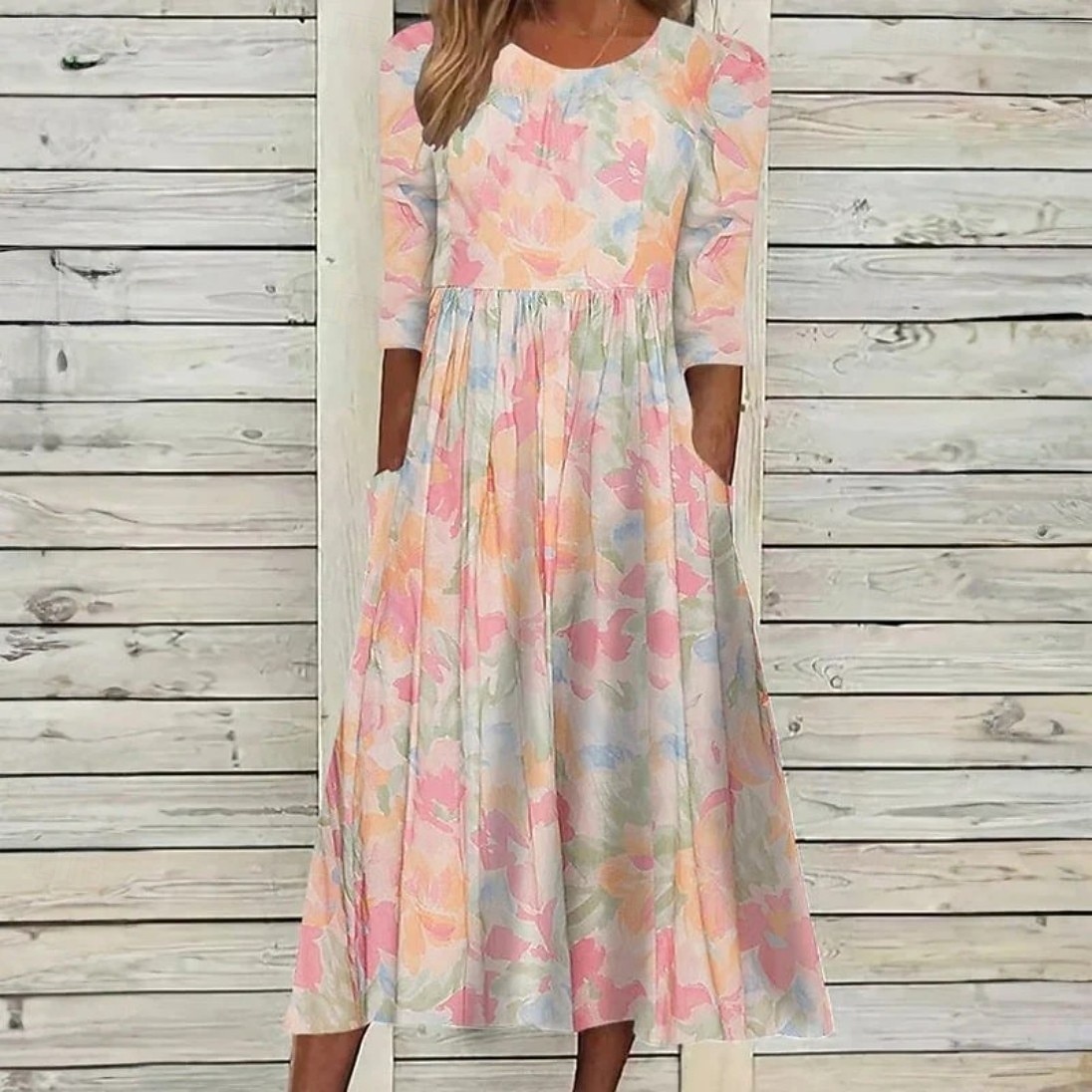 Femmes Robe Midi Robe fourreau Vacances Occasionnel Boho Quotidien Robe d'Été Robe de Printemps Coupe régulière Fleuri Graphique Manche Courte Col ras du cou Bleu Vert Arc-en-ciel Été Printemps de 2026 ? $32.99 –P1