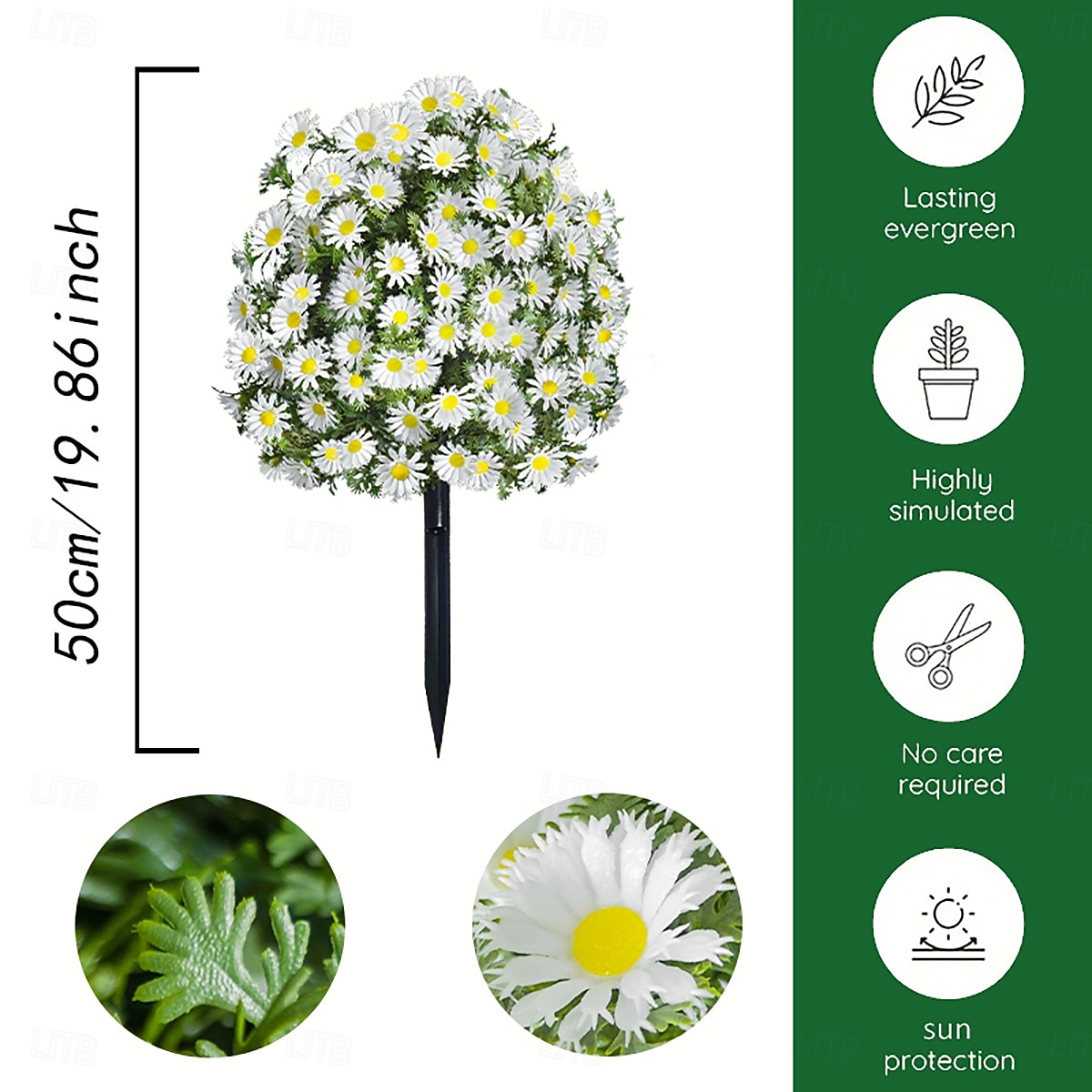 Estaca de crisântemo artificial branco de 56 cm (22 polegadas), topiaria de margarida artificial para casa, jardim e quintal. &decoração de jardim, casamento &Flores artificiais duráveis para festas, de 2026 por $39.99 –P11