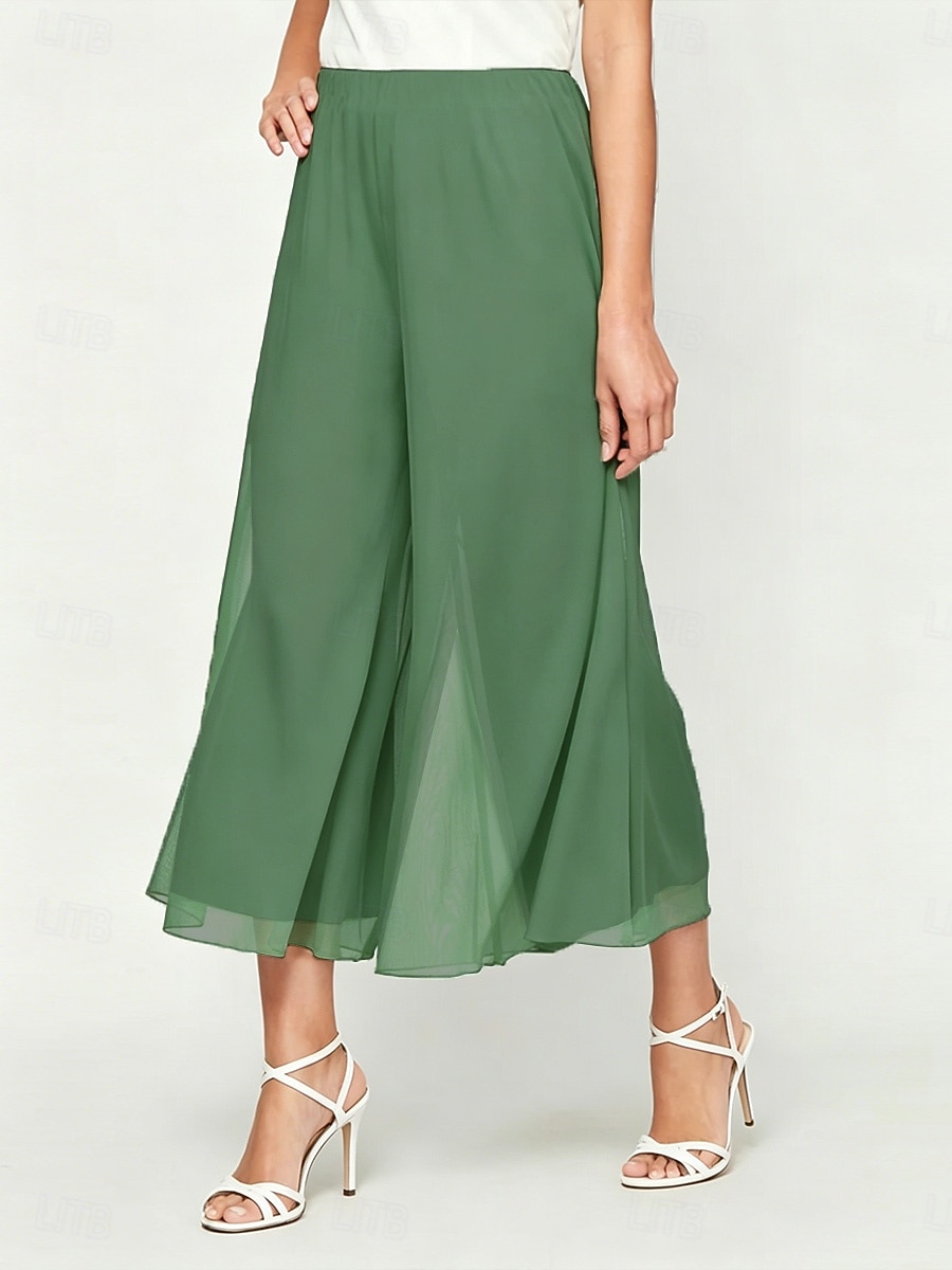 Dame Bred Bukseben kinesisk Elegant Kalv lengde Middels midje Elastisk Skifergrønn Sommer Vår Høst 2026 - $59.99 –P1