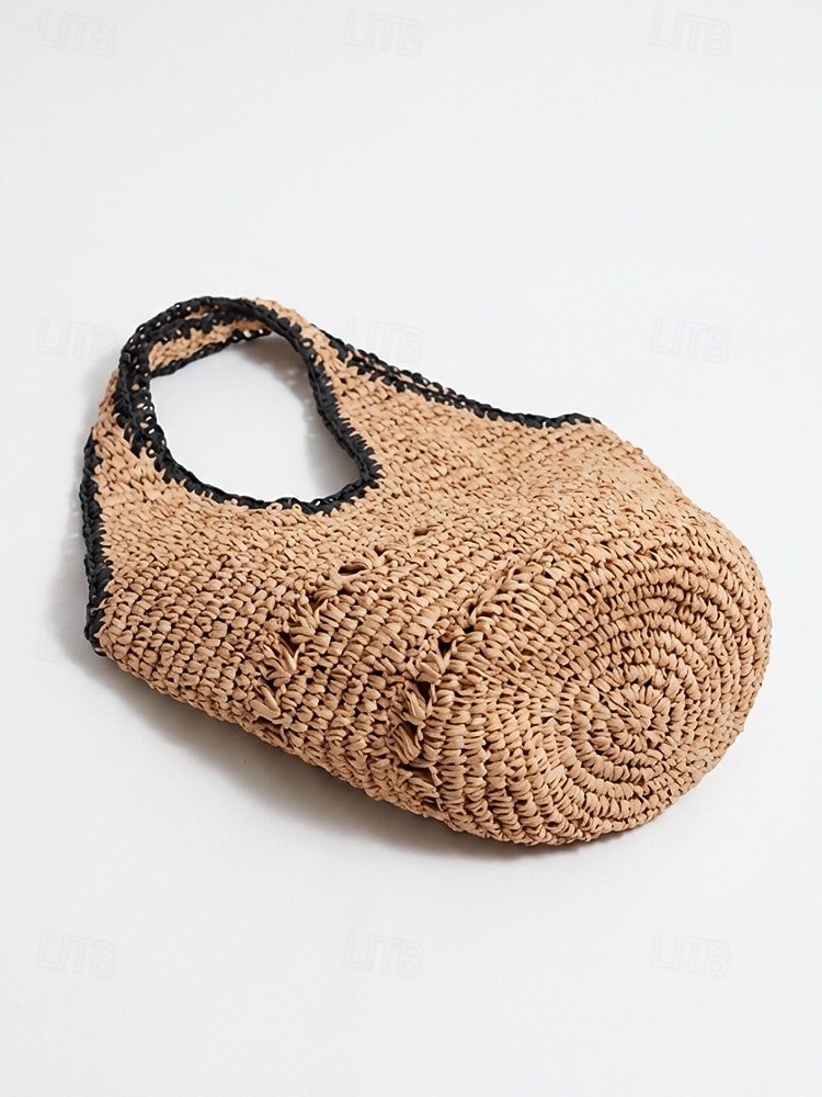 Borsa a tracolla da donna in stile bohémien intrecciata, colore beige kaki, capiente, con cerniera, ideale per vacanze al mare, viaggi e abbigliamento casual quotidiano. del 2026 a $19.99 –P8
