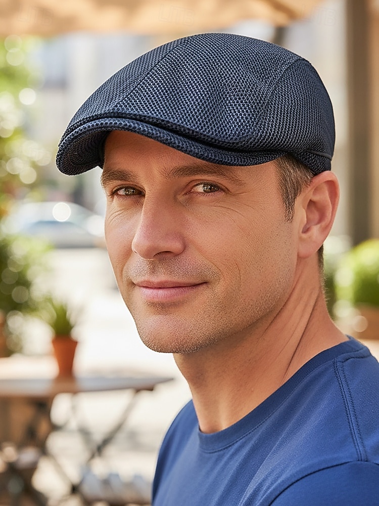 Herren-Baskenmütze aus Polyester-Mesh, atmungsaktive, verstellbare Schirmmütze in verschiedenen Farben für Outdoor-Aktivitäten wie Angeln, Reisen, Urlaub und den Alltag. 2026 - $14.99 –P3