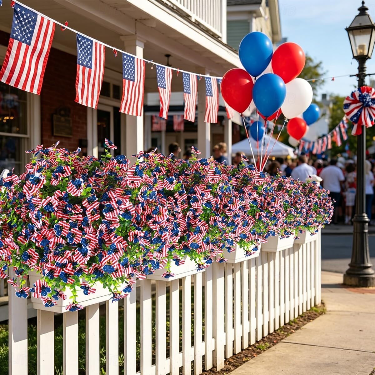 12 ramos de flores artificiais patrióticas com folhas de eucalipto, decoração vermelha, branca e azul para o 250º aniversário dos EUA, Dia da Memória e Dia dos Veteranos. de 2026 por $23.99 –P10