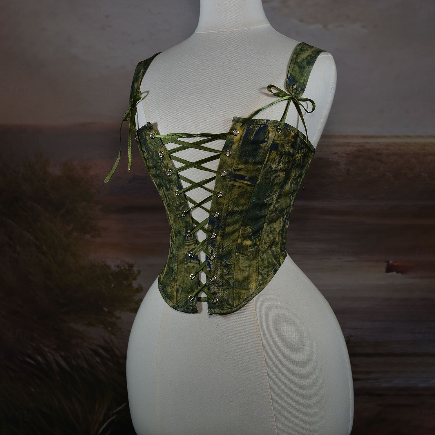 Medieval Renascentist Cottagecore Corset Corsaj Zana Cu Șiret Pictură în Ulei Costume de fancy Pentru femei Fantezie Halloween Carnaval Casul / Zilnic Târgul Renașterii LARP Adulți Corset Primavara 2026 - $51.99 –P3
