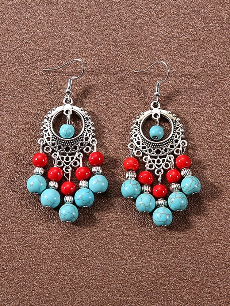 Statement-Ohrringe aus türkisfarbener Legierung im Boho-Stil für Damen, vielseitig kombinierbar, übergroße Hängeohrringe für Strandurlaub, Sommerreisen und den Alltag. 2026 - $7.99 –P10