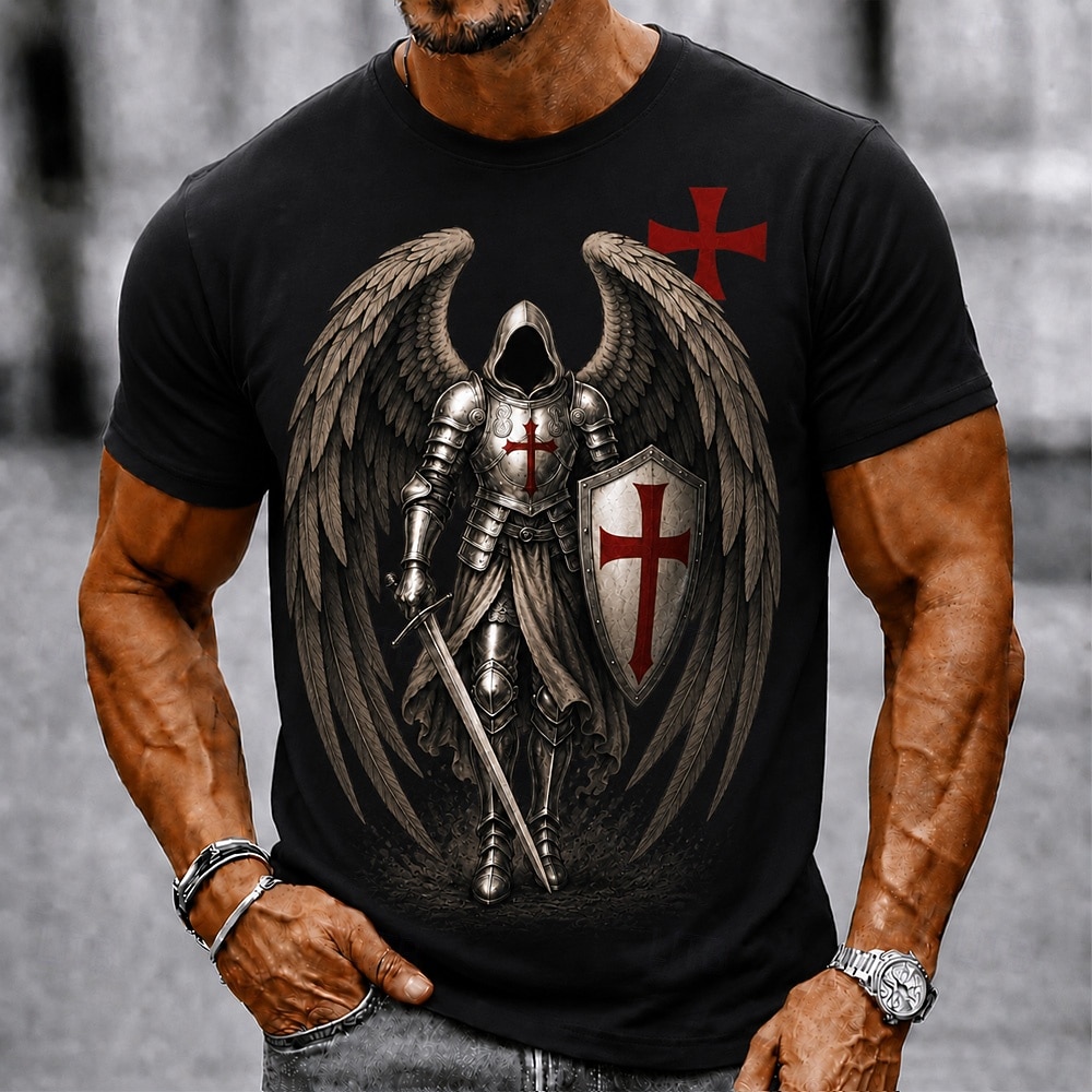 Bărbați Cavaleri Templieri Σταυρός Tricou Manșon scurt Tricou Tipărire 3D Stil Nautic Cămașă Religios Zilnic Stradă Concediu Negru Kaki Toate Sezoanele Îmbrăcăminte S M L XL XXL XXXL 2026 - $18.99 –P2