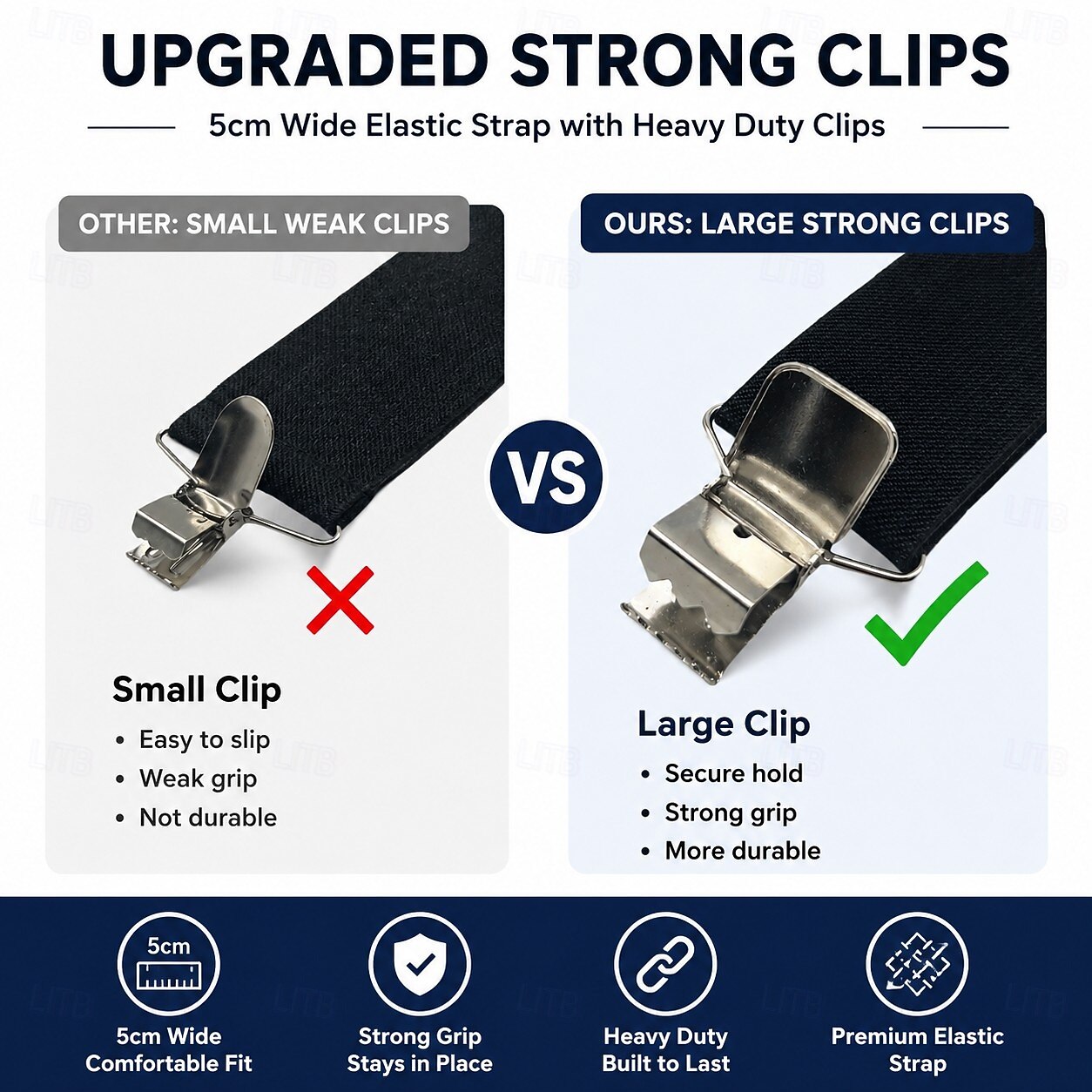 Bretelle da uomo a 4 clip stile X, elastiche e regolabili per pantaloni (larghezza 5 cm), clip in metallo resistenti, ideali per abbigliamento casual, formale e per attività all'aperto. del 2026 a $15.99 –P2