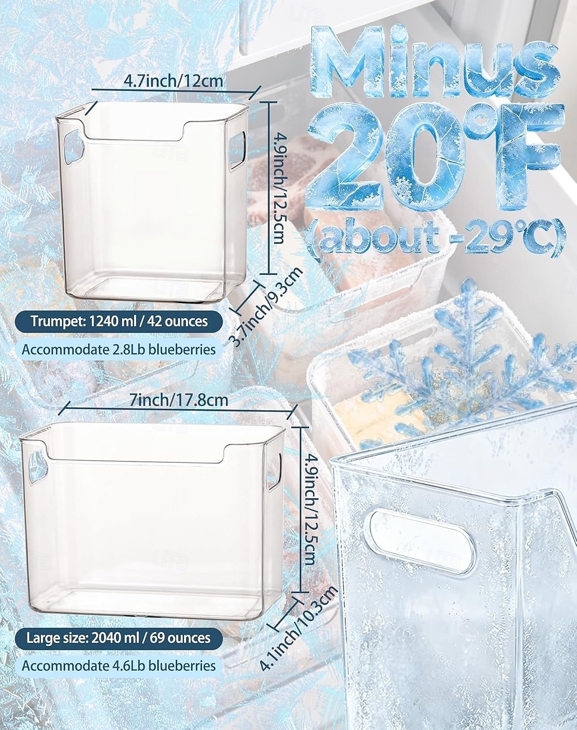 4PCS Crystal Clear Freezer Storage Bins with Handles, Stackable Deep Freezer Organizer Containers for Upright and Chest Freezer, Refrigerator Drawer Organizer Baskets for Meat, Vegetables, Frozen Food 2026 - $15.49 –P10