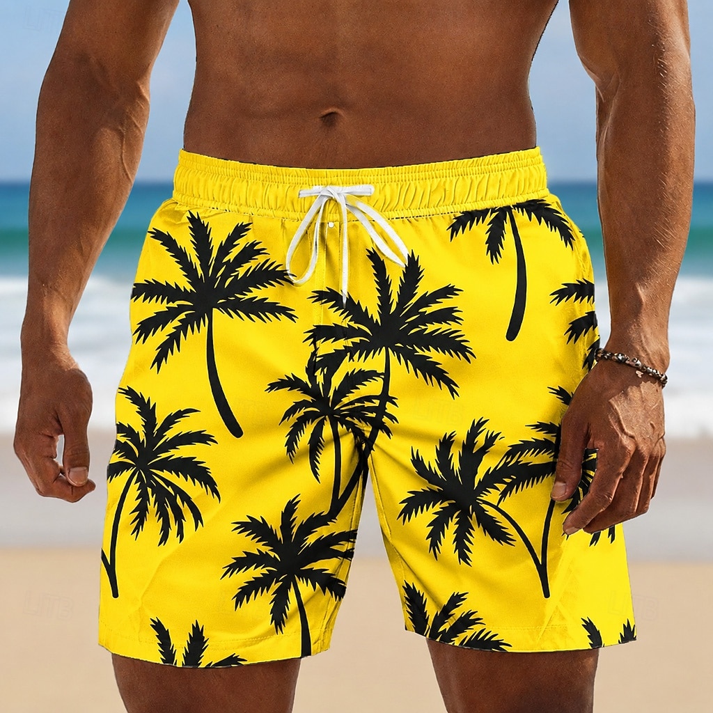 Bărbați Copac de cocos Plante tropicale Boxeri înot Costume de baie Pantaloni scurți de baie Pantaloni Scurti Talie medie Hawaiană Zilnic Vacanta la plaja Buzunare laterale Căptușeală din plasă Talie 2026 - $20.99 –P1