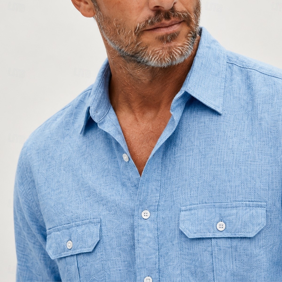 Camisa de lino transpirable para hombre - camisa casual de verano de manga larga - azul, negro, blanco 2026 - $39.99 –P4