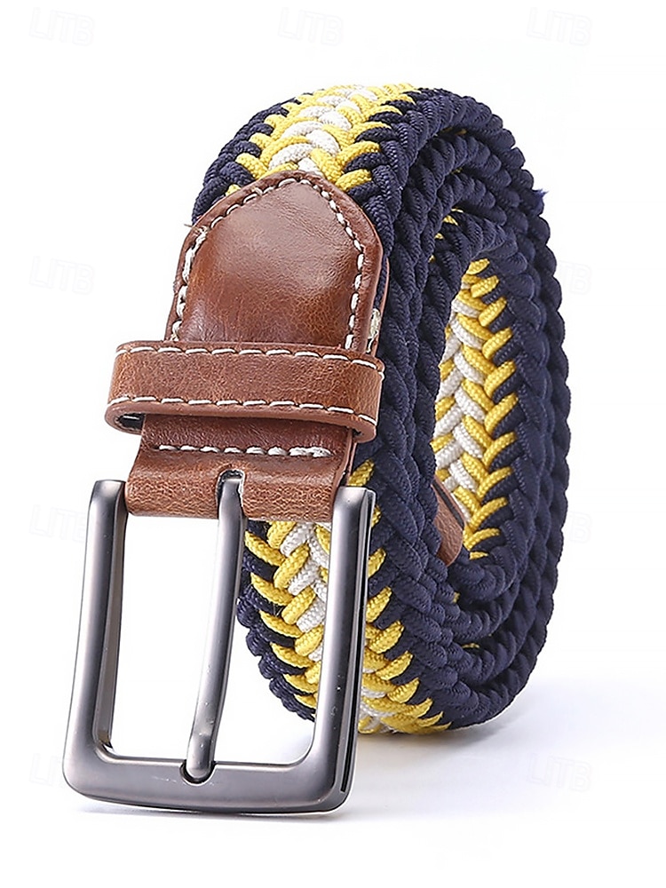 Cinto masculino trançado elástico com ponteiras de couro e fivela de pino, casual e elegante, com ajuste regulável para homens maduros, ideal para uso diário e viagens. de 2026 por $19.99 –P9