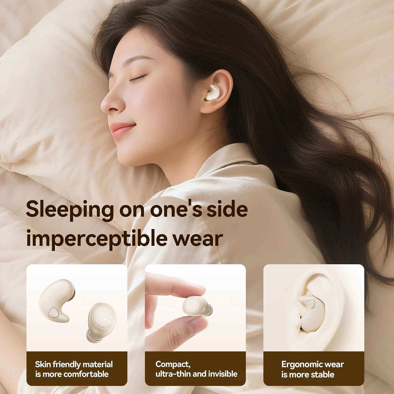 Usynlige søvnørepropper for sidesovere, 2 par trådløse hodetelefoner i ett ladeetui, ultratynne mini Bluetooth-ørepropper for små ører, støydemping, LED-strømdisplay for iPhone og Android 2026 - $32.99 –P2