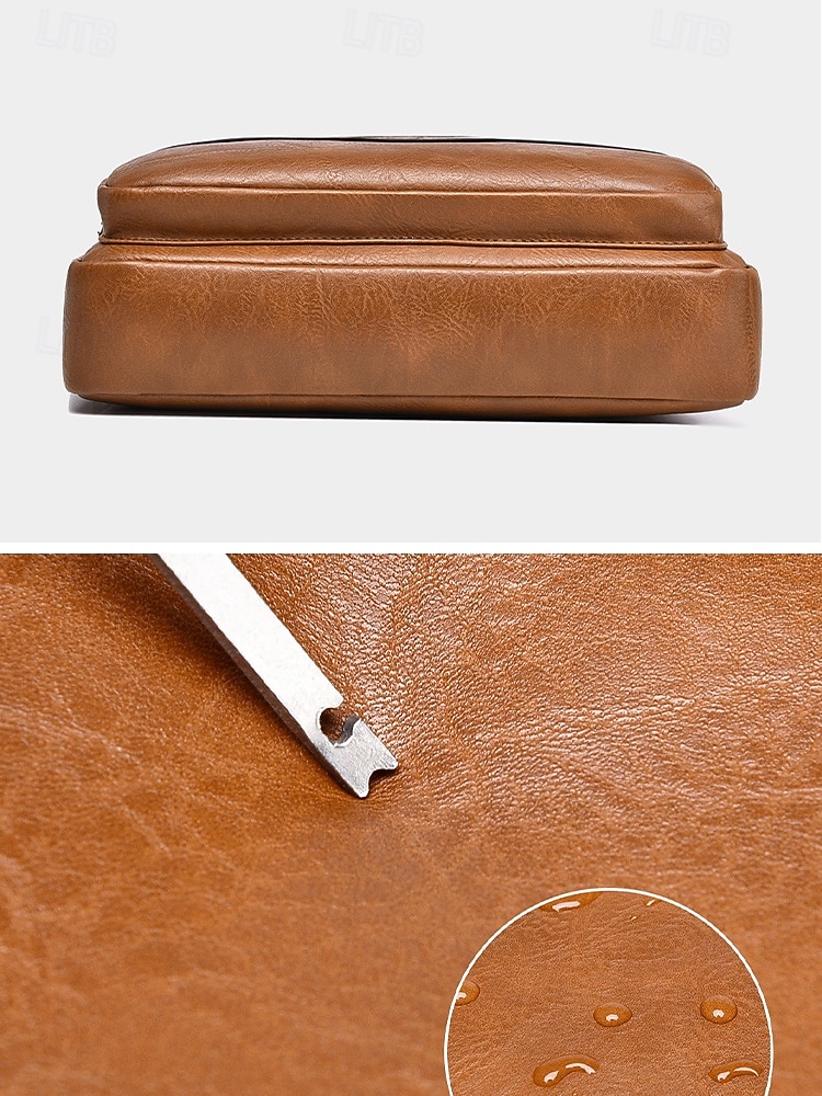 geantă messenger vintage bărbătească din piele ecologică - geantă de umăr crossbody de mare capacitate cu buzunare multiple &curea reglabilă pentru naveta de afaceri, călătorii &casual de zi cu zi, 2026 - $19.99 –P10