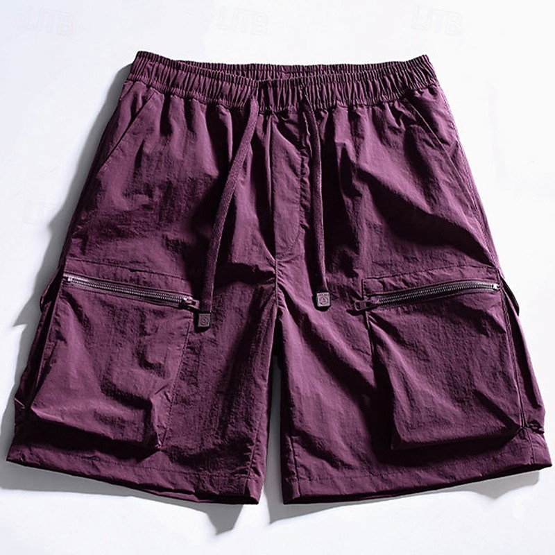 Herr Taktiska shorts Outdoor Shorts Beach Shorts Casual shorts Snörning Elastisk midja Flera fickor Ensfärgat Snabb tork Lättvikt Knelängd Ledigt Dagligen Streetwear Mode Klassisk Stil Svart Purpur 2026 - $25.99 –P8