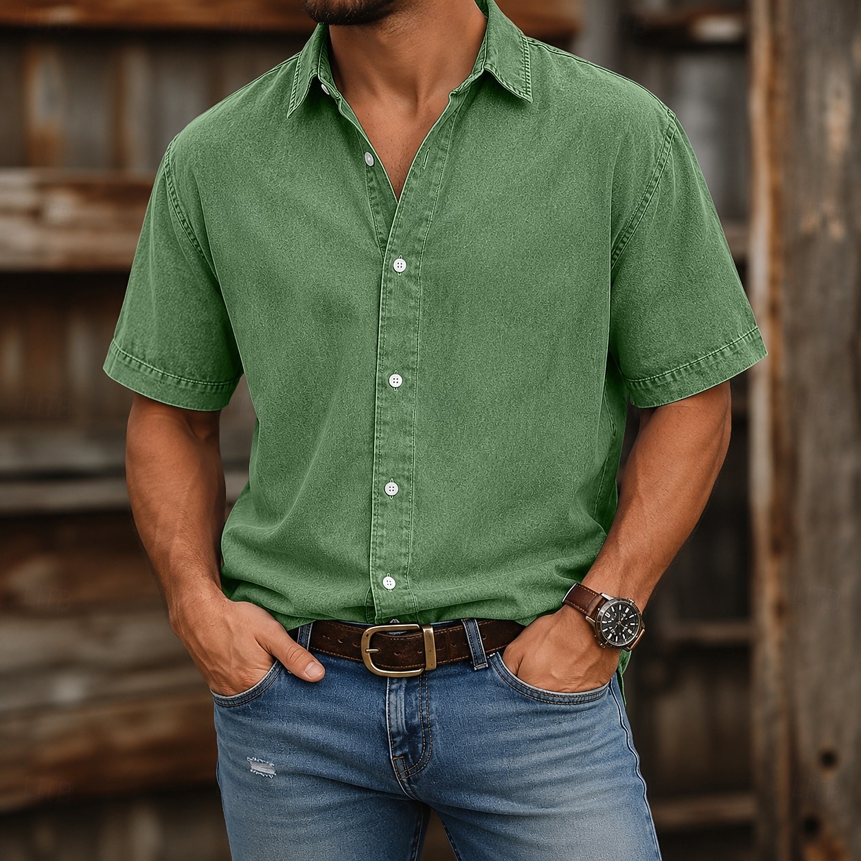 camicia da uomo softfade™ camicia casual camicia lavaggio acido capo tinto nero rosa blu navy viola kaki manica corta camicia semplice colletto casual quotidiano tasca frontale abbigliamento del 2026 a $31.99 –P6