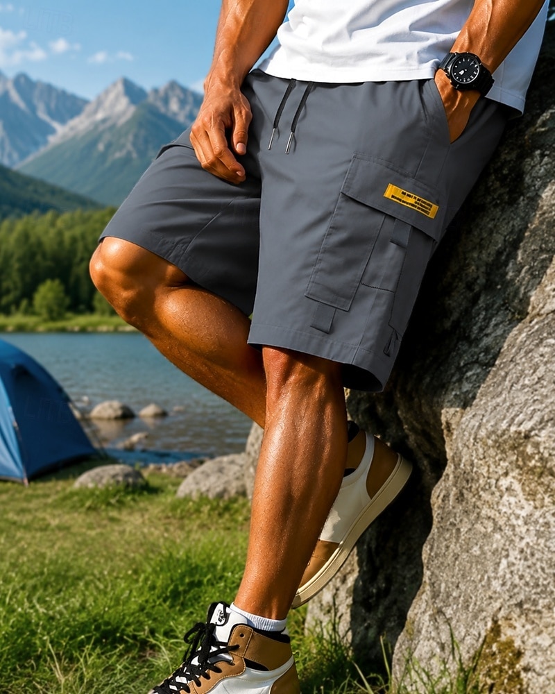 Men's Outdoor Shorts Cargo Shorts Hiking Shorts Combat Shorts Summer Spring Autumn / Fall Outdoor Regular Fit Waterproof Quick Dry Lightweight Breathable Shorts Drawstring Pocket Khaki Black Camping 2026 - $22.99 –P5