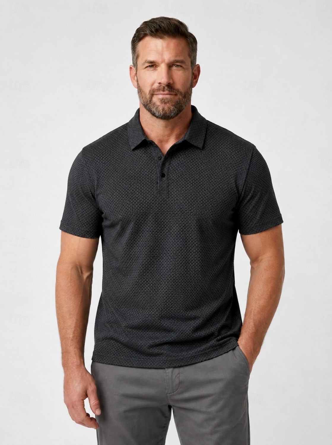 Men's Textured Golf Polos Shirts- Cooling Short Sleeve-Black White Grey 2026 - $33.99 –P9