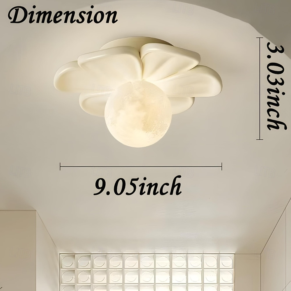 Lampă de tavan semi-încastrată, corp de iluminat modern pentru hol, cu floare verde din rășină, bec inclus, lumini 3D cu lună pentru insulă de bucătărie, dormitor, living, verandă, coridor 2026 - $90.99 –P12
