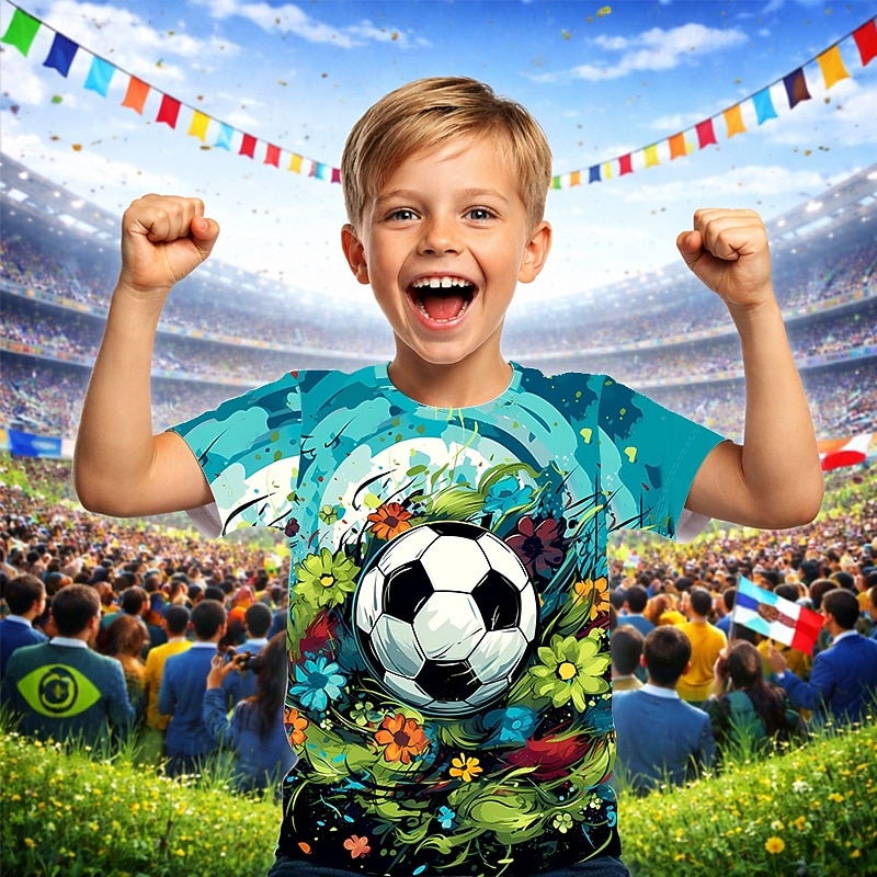 Băieți 3D Grafic Fotbal Tricouri de fotbal Tricou Manșon scurt Tipărire 3D Vară Primăvară Sport Modă Șic Stradă Copii 4-12 ani Stil Nautic Casual Zilnic În aer liber Fit regulat 2026 - $15.99 –P1